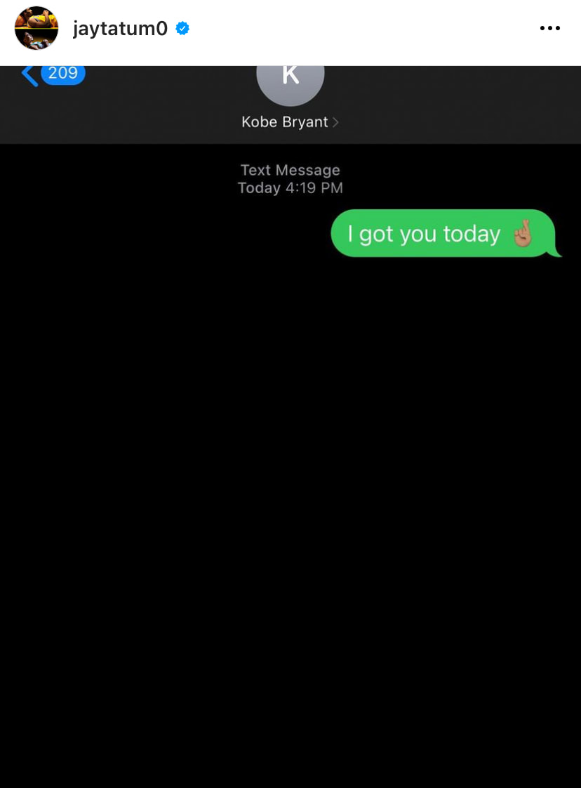 I got you today' - Jayson Tatum reveals he text Kobe Bryant before Larry  Bird MVP led Boston Celtics to NBA Finals